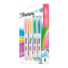 Surligneur Sharpie S-Note couleurs assorties pastel - Blister de 4