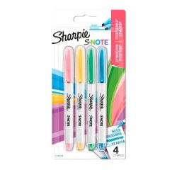 Surligneur Sharpie S-Note couleurs assorties pastel - Blister de 4