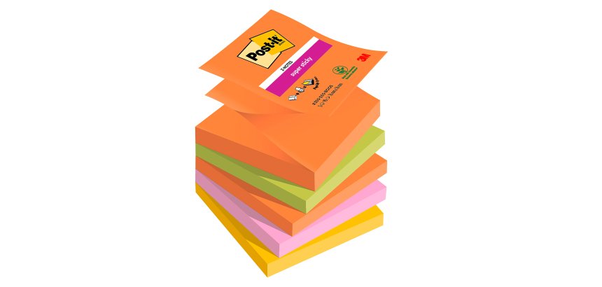 Post-it Sticky Z-Notes Boost Assorted 90 Sheets Pack of 5