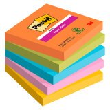 Post-it Super Sticky Notes 76 x 76 mm Assorted 90 Sheets Pack of 5