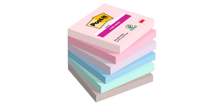 Post-it Super Sticky Notes Soulful 76 x 76 mm Assorted 90 Sheets Pack of 6