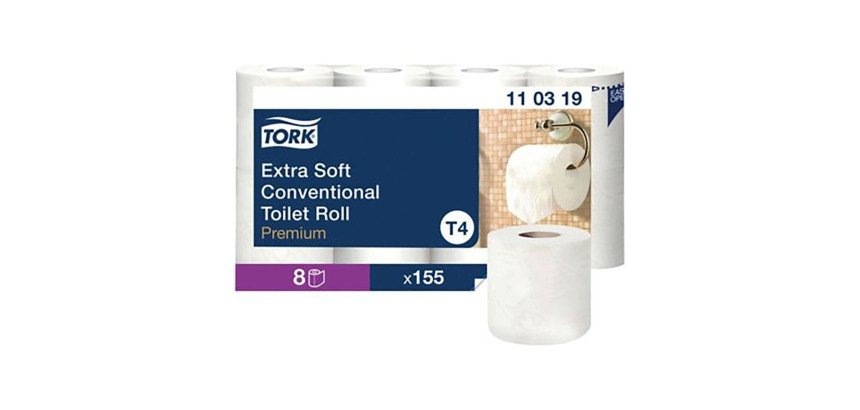 Papier toilette triple épaisseur Tork Extra Soft T4 - 56 rouleaux de 155 feuilles