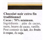 Carrés chocolat noir excellence  Lindt - Carton de 200