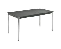 Table rectangulaire L 140 x P 70 cm, piétement chromé - Confort - bois foncé