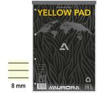 Bloc-notes Aurora A4 ligné 80 feuilles JAUNE