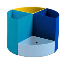 Pot à crayons plastique The Quarter EXACOMPTA 4 compartiments - bleu
