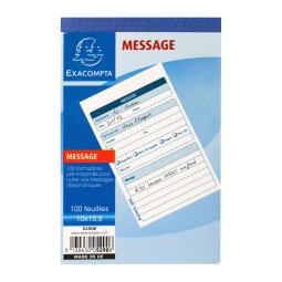 Carnet pour Messages téléphones Exacompta 10 x 15,5 cm - 100 feuilles