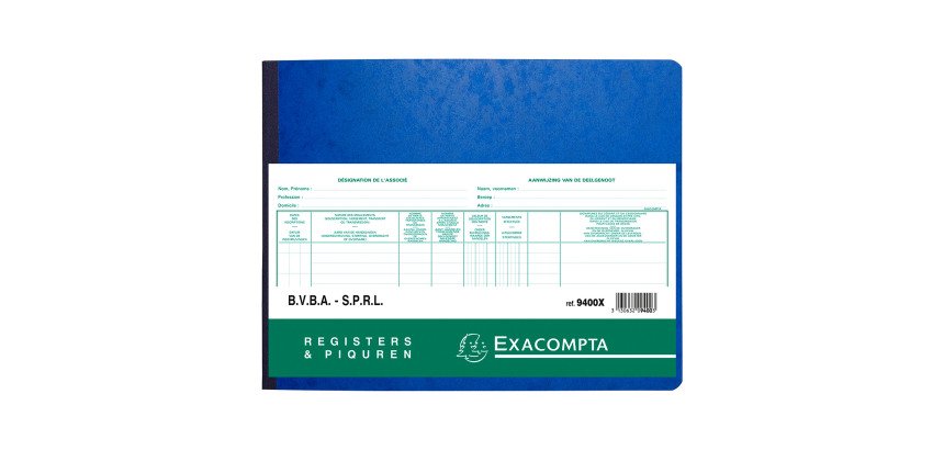 Registre piqûre Actionnaires Exacompta 9400X, 24 x 32 cm 80 pages