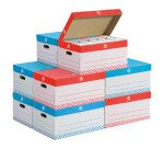 Pack 60 Cajas de archivo 10 cm + 10 contenedores para A4 Surtido
