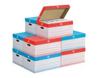 Pack archivage carton Bruneau - Dos 10 cm - Haute résistance - Couleurs assorties - 60 boîtes + 10 caisses