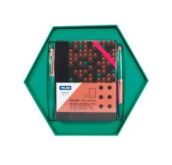 Caja escritura de regalo Copper hexagonal verde MILAN