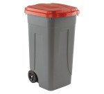Bidone mobile - 49x54x85 cm - con chiusura a clip - 100 L - grigio/rosso - Mobil Plastic