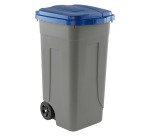 Bidone mobile - con chiusura a clip - 49x54x85 cm - 100 L - grigio/blu - Mobil Plastic