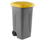Bidone mobile - con chiusura a clip - 49x54x85 cm - 100 L - grigio/giallo - Mobil Plastic