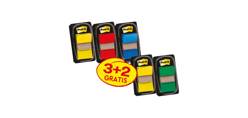 Index medium 25,4 x 43,2 mm confezione da 5 blister di cui 2 in omaggio composti da 50 segnapagina cadauno