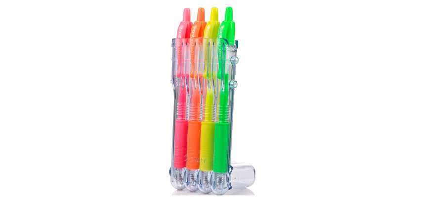 Penne gel neon Pilot Set2Go G2 Tratto medio 4 unità