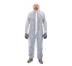 Combinaison jetable en polypropylène blanche avec zip et cagoule