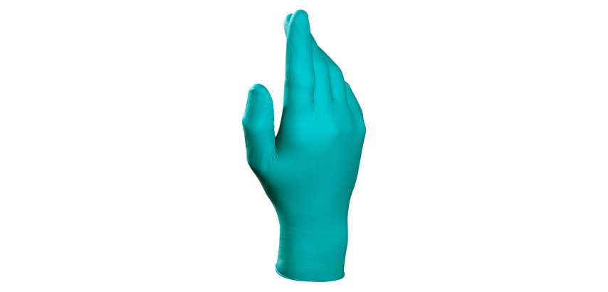 Disposable chemical  protection gloves Mapa Solo 977 powder-free nitrile green - box of 100
