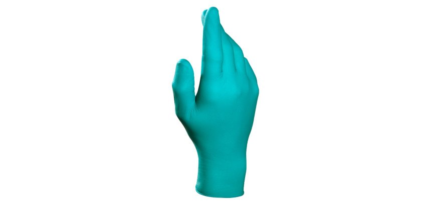 Gants jetables de protection chimique Mapa Solo 977, nitrile non poudré, vert - Boîte de 100 gants