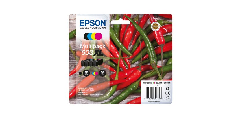 Pack cartridges Epson 503XL hoge capaciteit 4 kleuren voor inkjetprinter