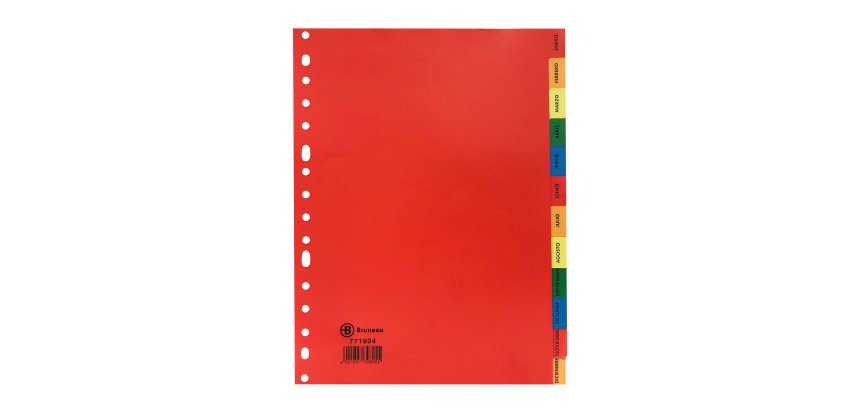 Separadores mensual A4 polipropileno coloreado Bruneau 12 pestañas multicolor