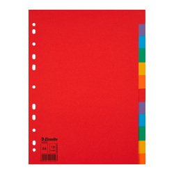 Intercalaire A4 coloré Esselte 12 onglets neutres multicolores - 1 jeu de 12