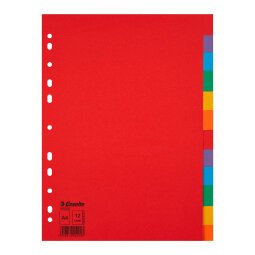 Intercalaire A4 coloré Esselte 12 onglets neutres multicolores - 1 jeu de 12