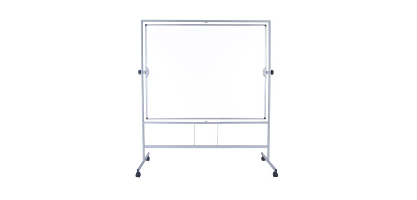 Tableau blanc pivotant Plus de Bi-Office, surface double face en acier céramique, structure en aluminium, 150 x 120 cm