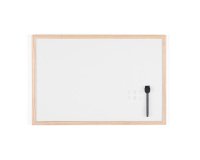 Pizarra blanca Basic de Bi-Office, superficie magnética, marco de madera natural, 60 x 40 cm.