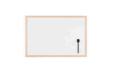 Pizarra blanca Basic de Bi-Office, superficie magnética, marco de madera natural, 60 x 40 cm.