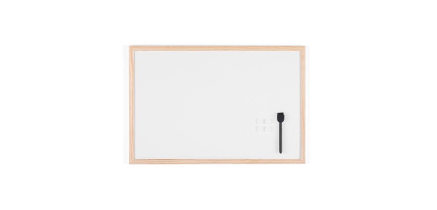 Tableau blanc laqué cadre bois Bi-Office