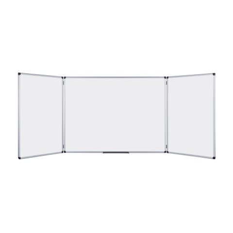 Pizarra magnética blanca Maya Trio Bi-Office, superficie de acero lacado, marco de aluminio, 90 x 60 cm