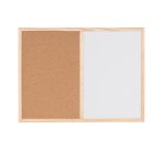 Tableau mixte liège / blanc laqué magnétique cadre bois Bi-Office