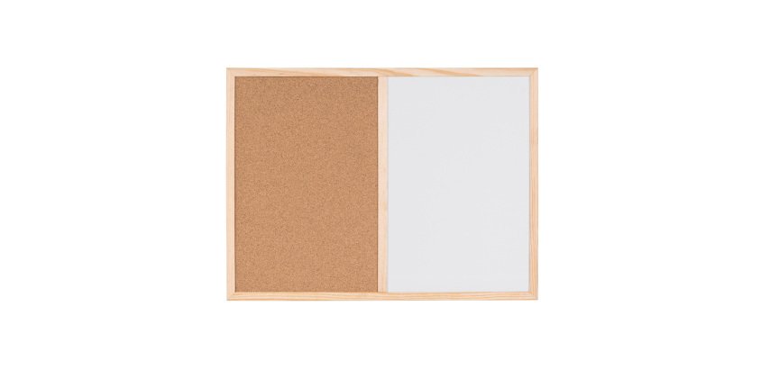 Tableau mixte liège / blanc laqué magnétique cadre bois Bi-Office