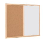 Tableau mixte liège / blanc laqué magnétique cadre bois Bi-Office