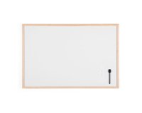 Pizarra blanca Basic de Bi-Office, superficie magnética, marco de madera natural, 90 x 60 cm
