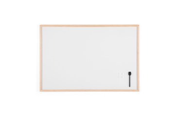 Pizarra blanca Basic de Bi-Office, superficie magnética, marco de madera natural, 90 x 60 cm