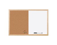 Tableau mixte Liège/Blanc laqué magnétique cadre bois 40 x 60 cm Bi-Office