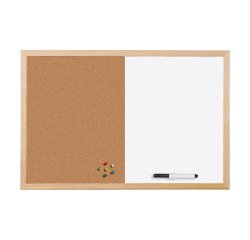 Pizarra combinada Basic de Bi-Office, corcho y acero lacado borrable en seco 60 x 40 cm