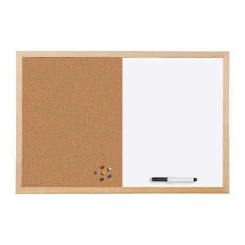 Pizarra combinada Basic de Bi-Office, corcho y acero lacado borrable en seco 60 x 40 cm