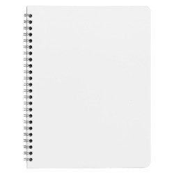 Blocco spiralato A5+ carta bianca 60g quadretti 5 mm 100 pagine con copertina in carta laminata flessibile colore bianco 5 pezzi