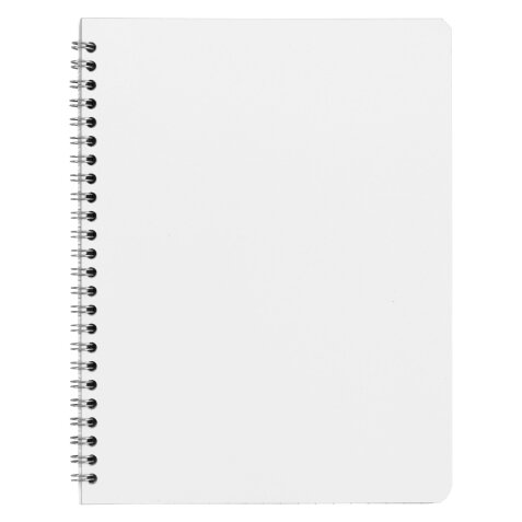 Blocco spiralato A5+ carta bianca 60g quadretti 5 mm 100 pagine con copertina in carta laminata flessibile colore bianco 5 pezzi