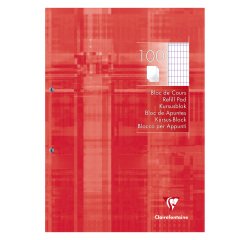 Bloc de cours Clairefontaine 2 trous A4 - quadrillé 4 x 8 - 100 feuilles