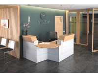 Reception bench corner model L 203 x D 163 cm Quadri oak