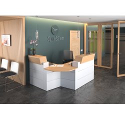 Reception bench corner model L 203 x D 163 cm Quadri oak