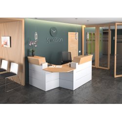 Reception bench corner model L 203 x D 163 cm Quadri oak