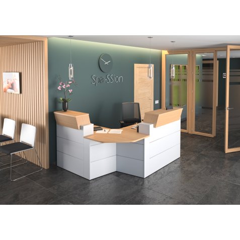 Onthaalbank hoekmodel compact L 203 x D 163 cm Quadri eik