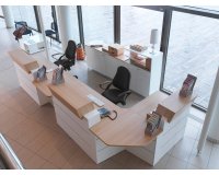 Empfangstheke in L-Form 363 x 163 cm Quadri Eiche