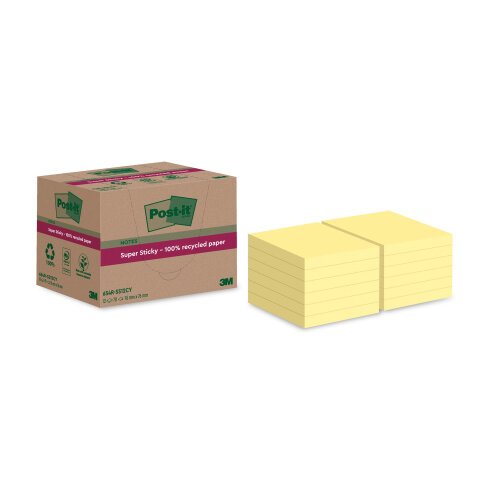 Post-it Super Sticky Giallo Canary in carta riciclata 76 x 76 mm 653-TFEN 12 unità da 70 fogli