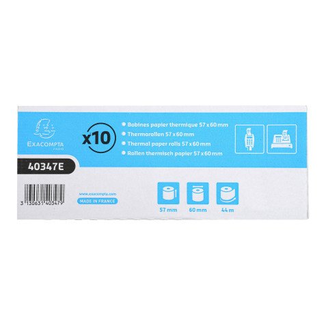 Bobines Caisses Exacompta 40347E - l 57 mm x L 44 m, Ø 60 mm - 1 pli(s) - paquet de 10